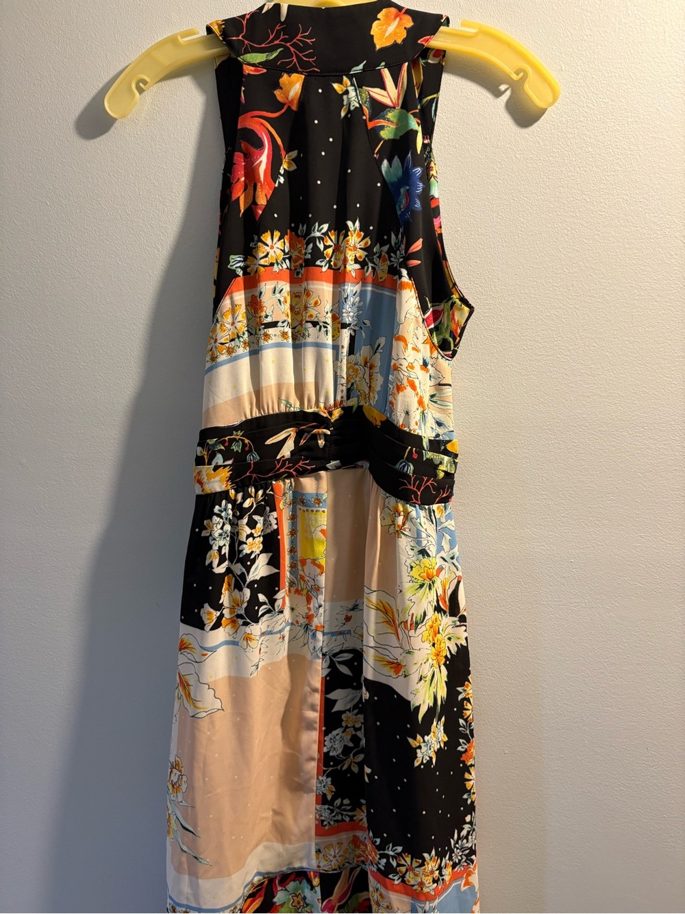 New York & Company Black Multi Floral Backless Maxi Dress